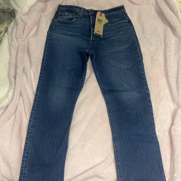 NWT Levi's 501 Original Cropped Jeans 30 x 26 Dark Blue Button Fly Western Pants - Picture 1 of 10